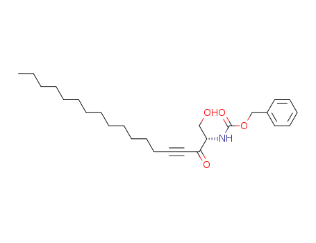 Molecular Structure of 105563-09-5 (Carbamic acid, [1-(hydroxymethyl)-2-oxo-3-heptadecynyl]-,
phenylmethyl ester, (S)-)