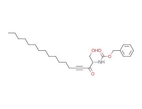 Molecular Structure of 105563-09-5 (Carbamic acid, [1-(hydroxymethyl)-2-oxo-3-heptadecynyl]-,
phenylmethyl ester, (S)-)