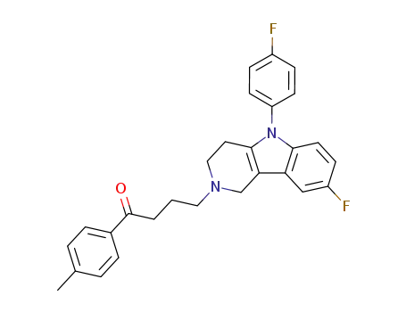 Molecular Structure of 58296-74-5 (1-Butanone,
4-[8-fluoro-5-(4-fluorophenyl)-1,3,4,5-tetrahydro-2H-pyrido[4,3-b]indol-2
-yl]-1-(4-methylphenyl)-)