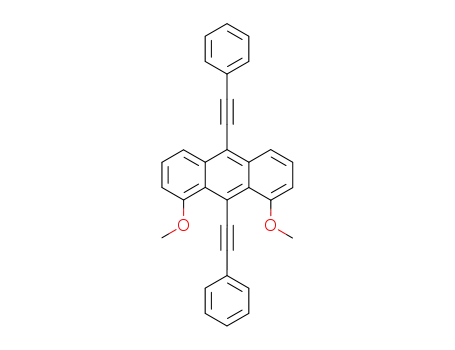 Molecular Structure of 80034-24-8 (Anthracene, 1,8-dimethoxy-9,10-bis(phenylethynyl)-)