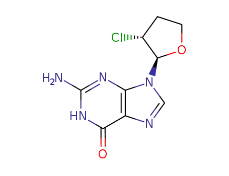 Molecular Structure of 106445-17-4 (trans-9-(3-chlorotetrahydrofuran-2-yl)guanine)