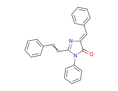 Molecular Structure of 99875-15-7 (4H-Imidazol-4-one,
3,5-dihydro-3-phenyl-2-(2-phenylethenyl)-5-(phenylmethylene)-, (5Z)-)