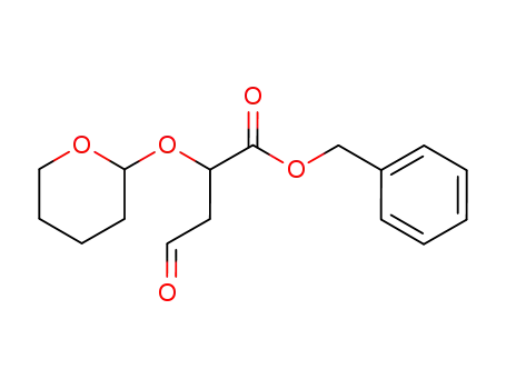 Molecular Structure of 83680-31-3 (Butanoic acid, 4-oxo-2-[(tetrahydro-2H-pyran-2-yl)oxy]-, phenylmethyl
ester, (2S)-)