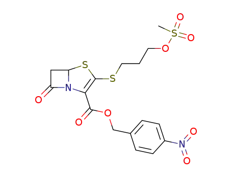 Molecular Structure of 77597-29-6 (p-nitrobenzyl 3-<(3-mesyloxypropyl)thio>-7-oxo-4-thia-1-azabicyclo<3.2.0>hept-2-ene-2-carboxylate)