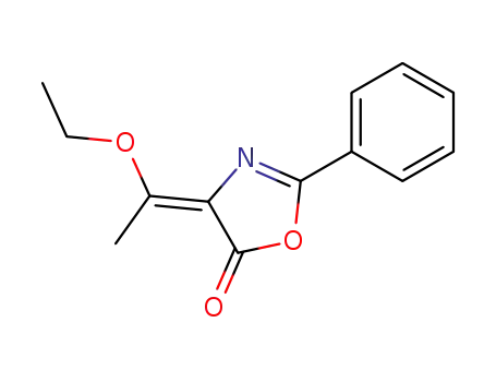 Molecular Structure of 143287-24-5 (5(4H)-Oxazolone, 4-(1-ethoxyethylidene)-2-phenyl-, (Z)-)