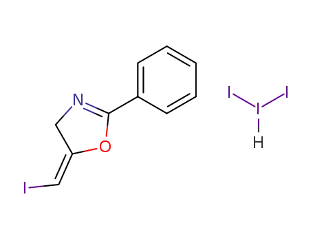 Molecular Structure of 90709-17-4 ((E)-5-iodomethylene-2-phenyl-4,5-dihydro-oxazolium periodide)
