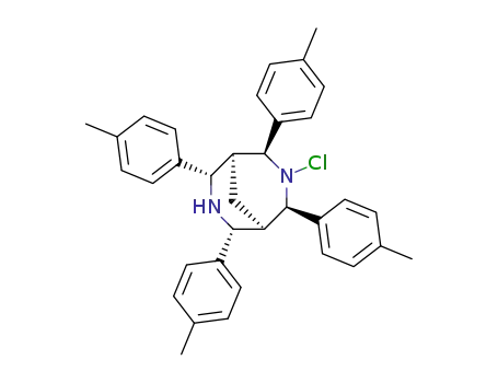 Molecular Structure of 88391-45-1 (3,7-Diazabicyclo[3.3.1]nonane,
3-chloro-2,4,6,8-tetrakis(4-methylphenyl)-,
(2-endo,4-endo,6-exo,8-exo)-)