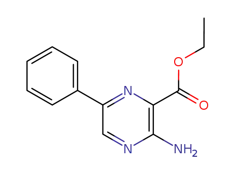 Molecular Structure of 113424-64-9 (Pyrazinecarboxylic acid, 3-amino-6-phenyl-, ethyl ester)