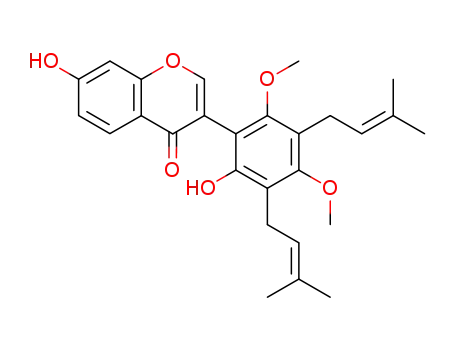 Molecular Structure of 89966-09-6 (4H-1-Benzopyran-4-one,
7-hydroxy-3-[2-hydroxy-4,6-dimethoxy-3,5-bis(3-methyl-2-butenyl)phenyl
]-)
