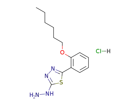 Molecular Structure of 104071-22-9 (1,3,4-Thiadiazol-2(3H)-one, 5-[2-(hexyloxy)phenyl]-, hydrazone,
monohydrochloride)