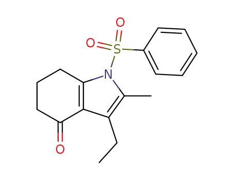 Molecular Structure of 144219-62-5 (4H-Indol-4-one, 3-ethyl-1,5,6,7-tetrahydro-2-methyl-1-(phenylsulfonyl)-)