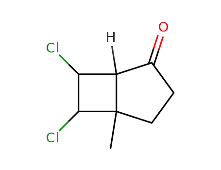 Molecular Structure of 50459-31-9 (6,7-Dichlor-1-methyl-bicyclo<3.2.0>heptan-4-on)