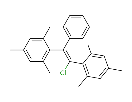 Molecular Structure of 100702-10-1 (Benzene, 1,1'-[(1Z)-1-chloro-2-phenyl-1,2-ethenediyl]bis[2,4,6-trimethyl-)