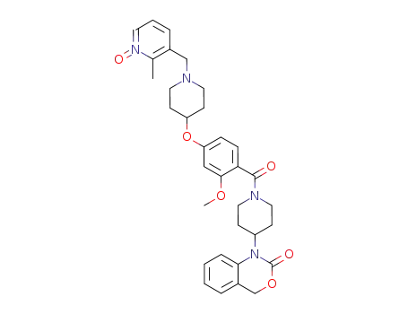 Molecular Structure of 162045-26-3 (1-[1-[2-Methoxy-4-[1-(2-methyl-1-oxidopyridin-3-ylmethyl)piperidin-4-yloxy]benzoyl]piperidin-4-yl]-2,4-dihydro-1H-3,1-benzoxazin-2-one)