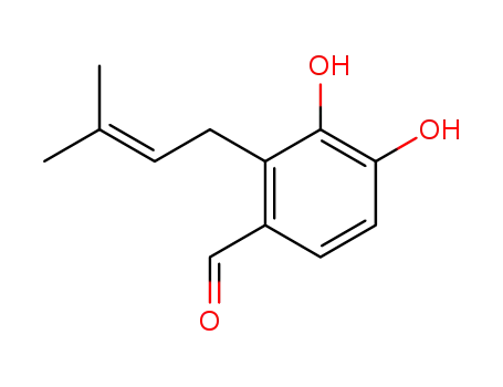Molecular Structure of 157027-24-2 (Benzaldehyde, 3,4-dihydroxy-2-(3-methyl-2-butenyl)- (9CI))