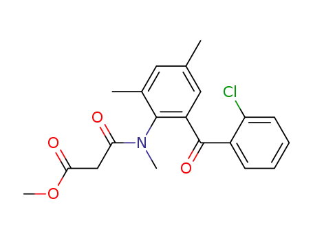 Molecular Structure of 136281-05-5 (methyl N-<2-(2-chlorobenzoyl)-4,6-dimethylphenyl>-N-methylmalonylamide)