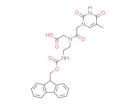 169396-92-3,Glycine, N-[2-(3,4-dihydro-5-Methyl-2,4-dioxo-1(2H)-pyriMidinyl)acetyl]-N-[2-[[(9H-fluoren-9-ylMethoxy)carbonyl]aMino]ethyl]-,Glycine, N-[2-(3,4-dihydro-5-Methyl-2,4-dioxo-1(2H)-pyriMidinyl)acetyl]-N-[2-[[(9H-fluoren-9-ylMethoxy)carbonyl]aMino]ethyl]-;{[2-(9H-Fluoren-9-ylMethoxycarbonylaMino)-ethyl]-[2-(5-Methyl-2,4-dioxo-3,4-dihydro-2H-pyriMidin-1-yl)-acetyl]-aMino}-acetic acid;Fmoc-PNA-T-OH;Fmoc-PNA-thymine-OH