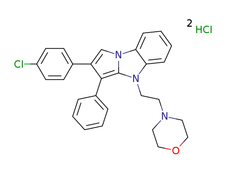 Molecular Structure of 174657-59-1 (2-(4-chlorophenyl)-4-(2-morpholin-4-ylethyl)-3-phenyl-4H-pyrrolo[1,2-a]benzimidazole dihydrochloride)