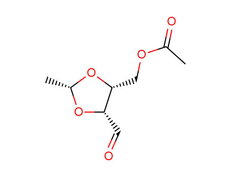 Molecular Structure of 163079-54-7 (1,3-Dioxolane-4-carboxaldehyde, 5-[(acetyloxy)methyl]-2-methyl-,
(2R,4R,5R)-)