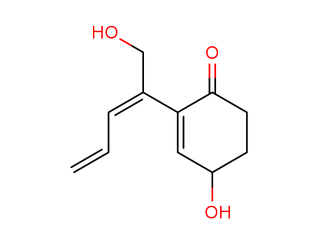 Molecular Structure of 161407-87-0 (2-Cyclohexen-1-one,4-hydroxy-2-[(1E)-1-(hydroxymethyl)-1,3-butadien-1-yl]-)