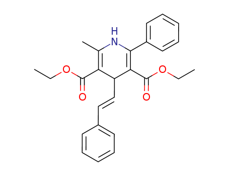 Molecular Structure of 185259-16-9 (3,5-Pyridinedicarboxylic acid,
1,4-dihydro-2-methyl-6-phenyl-4-[(1E)-2-phenylethenyl]-, diethyl ester)