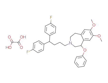 Molecular Structure of 89739-95-7 (1H-3-Benzazepine,
3-[4,4-bis(4-fluorophenyl)butyl]-2,3,4,5-tetrahydro-7,8-dimethoxy-1-phen
oxy-, ethanedioate (1:1))