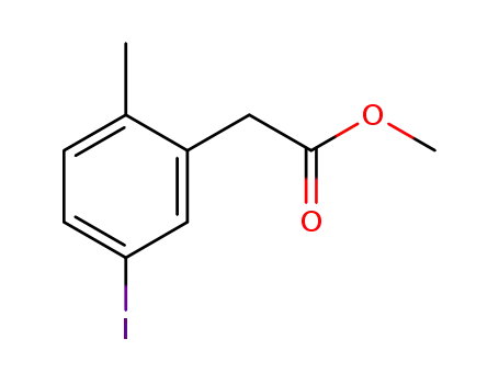 Molecular Structure of 880134-34-9 (Benzeneaceticacid, 5-iodo-2-methyl-, methyl ester)