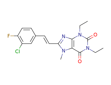 155271-98-0,8-[(E)-2-(3-chloro-4-fluorophenyl)ethenyl]-1,3-diethyl-7-methyl-3,7-dihydro-1H-purine-2,6-dione,