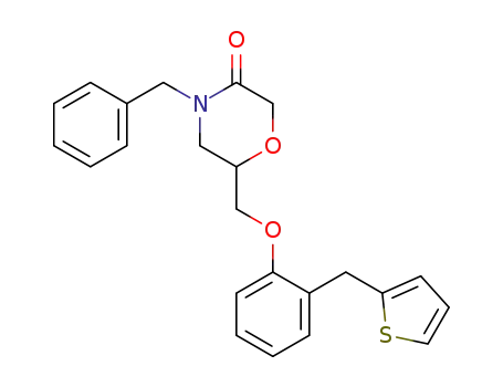 Molecular Structure of 62473-88-5 (3-Morpholinone,
4-(phenylmethyl)-6-[[2-(2-thienylmethyl)phenoxy]methyl]-)