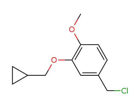 Molecular Structure of 183660-56-2 (Benzene, 4-(chloromethyl)-2-(cyclopropylmethoxy)-1-methoxy-)