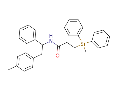 Molecular Structure of 78934-76-6 (Propanamide,
3-(methyldiphenylsilyl)-N-[2-(4-methylphenyl)-1-phenylethyl]-)