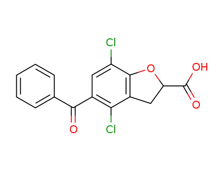 Molecular Structure of 107804-70-6 (2-Benzofurancarboxylic acid, 5-benzoyl-4,7-dichloro-2,3-dihydro-)