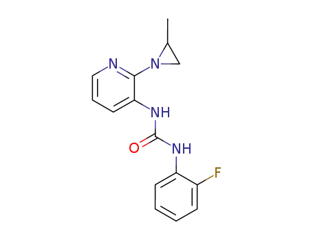 Molecular Structure of 501433-80-3 (Urea, N-(2-fluorophenyl)-N'-[2-(2-methyl-1-aziridinyl)-3-pyridinyl]-)