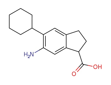 28998-47-2,6-amino-5-cyclohexyl-2,3-dihydro-1H-indene-1-carboxylic acid,1-Indancarboxylicacid, 6-amino-5-cyclohexyl-, (?à)- (8CI); 1H-Indene-1-carboxylic acid, 6-amino-5-cyclohexyl-2,3-dihydro-,(?à)-