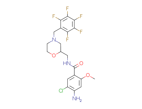 112885-12-8,4-amino-5-chloro-2-methoxy-N-{[4-(pentafluorobenzyl)morpholin-2-yl]methyl}benzamide,Benzamide,4-amino-5-chloro-2-methoxy-N-[[4-[(pentafluorophenyl)methyl]-2-morpholinyl]methyl]-(9CI)