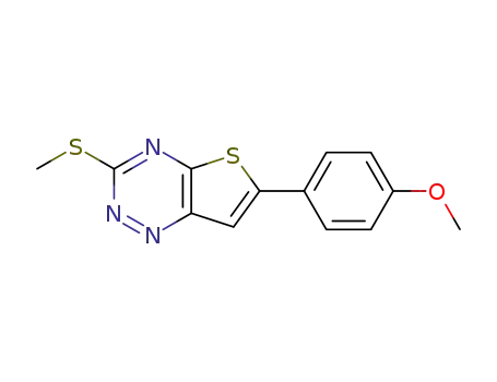 Molecular Structure of 83715-57-5 (Thieno[2,3-e]-1,2,4-triazine, 6-(4-methoxyphenyl)-3-(methylthio)-)