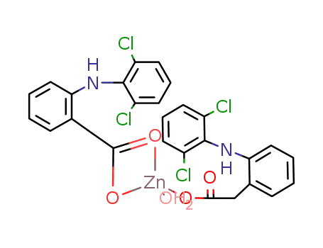 Molecular Structure of 149753-42-4 ({Zn(C<sub>6</sub>H<sub>3</sub>Cl<sub>2</sub>NHC<sub>6</sub>H<sub>4</sub>CH<sub>2</sub>COO)2(H<sub>2</sub>O)})