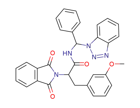 Molecular Structure of 872690-15-8 (<i>N</i>-(benzotriazol-1-yl-phenyl-methyl)-2-(1,3-dioxo-1,3-dihydro-isoindol-2-yl)-3-(3-methoxy-phenyl)-propionamide)