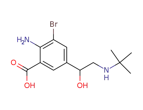 Molecular Structure of 54239-09-7 (Benzoic acid,
2-amino-3-bromo-5-[2-[(1,1-dimethylethyl)amino]-1-hydroxyethyl]-)