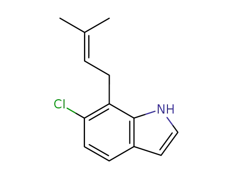 Molecular Structure of 561320-81-8 (1H-Indole, 6-chloro-7-(3-methyl-2-butenyl)-)