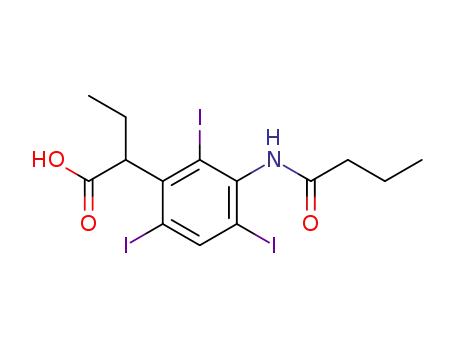 Molecular Structure of 29067-72-9 (2-[3-(butanoylamino)-2,4,6-triiodophenyl]butanoic acid)