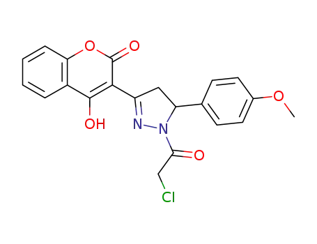 Molecular Structure of 836678-26-3 (1H-Pyrazole,
1-(chloroacetyl)-4,5-dihydro-3-(4-hydroxy-2-oxo-2H-1-benzopyran-3-yl)-
5-(4-methoxyphenyl)-)