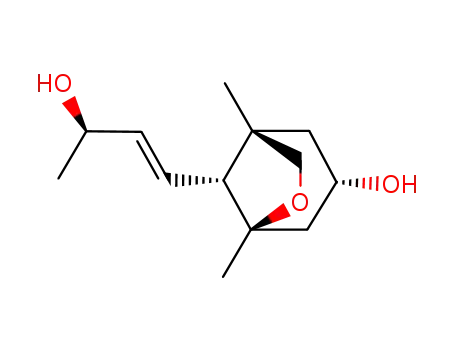 Molecular Structure of 813468-07-4 (6-Oxabicyclo[3.2.1]octan-3-ol,8-[(1E,3R)-3-hydroxy-1-butenyl]-1,5-dimethyl-,(1S,3S,5R,8R)-(9CI))