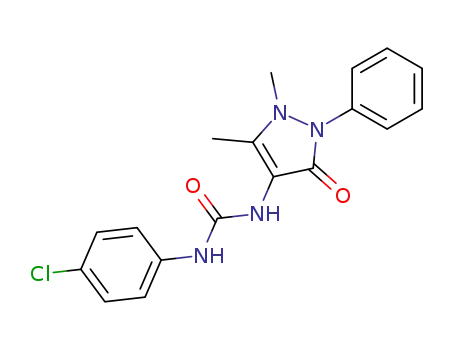 Molecular Structure of 59440-79-8 (1-(2,3-DIMETHYL-5-OXO-1-PHENYL(3-PYRAZOLIN-4-YL))-3-CHLOROPHENYLUREA)