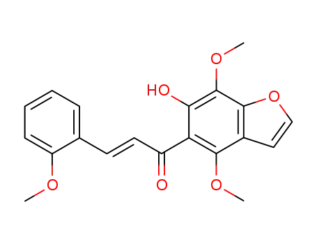 Molecular Structure of 55008-25-8 (2-Propen-1-one,
1-(6-hydroxy-4,7-dimethoxy-5-benzofuranyl)-3-(2-methoxyphenyl)-)