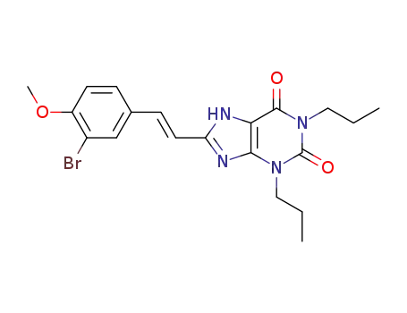 Molecular Structure of 151539-48-9 (8-[(E)-2-(3-bromo-4-methoxyphenyl)ethenyl]-1,3-dipropyl-3,7-dihydro-1H-purine-2,6-dione)
