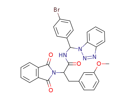 Molecular Structure of 872690-16-9 (<i>N</i>-[benzotriazol-1-yl-(4-bromo-phenyl)-methyl]-2-(1,3-dioxo-1,3-dihydro-isoindol-2-yl)-3-(3-methoxy-phenyl)-propionamide)