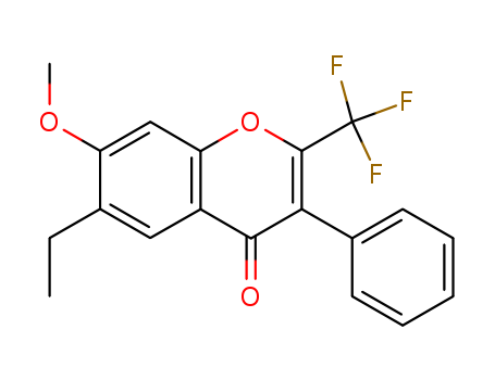 Molecular Structure of 105258-08-0 (4H-1-Benzopyran-4-one, 6-ethyl-7-methoxy-3-phenyl-2-(trifluoromethyl)-)