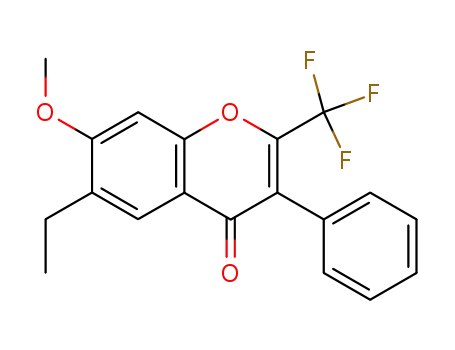 Molecular Structure of 105258-08-0 (4H-1-Benzopyran-4-one, 6-ethyl-7-methoxy-3-phenyl-2-(trifluoromethyl)-)