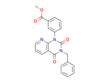 Molecular Structure of 114918-24-0 (Benzoic acid,3-[3,4-dihydro-2,4-dioxo-3-(phenylmethyl)pyrido[2,3-d]pyrimidin-1(2H)-yl]-,methyl ester)